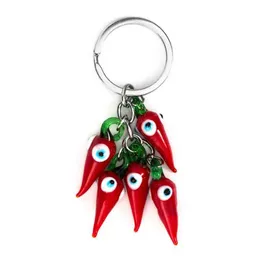 Personality New Keychain Red Pepper Chili with Blue Eyes Keychain New Home New House Keychain Gift for friend Family G1019