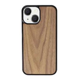 Högkvalitativ telefonfodral för iPhone 11 12 13 Pro Max Fashion Natural Wood 3D sublimering Anpassad design Graverad back Cover Shell grossistprodukter täcker tillbaka