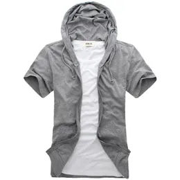 10 Kolory Krótki Rękaw Mężczyźni T Koszulki Streetwear Stylowy Casual T-Shirt Męski Lato Solid Casual Zip Cardigan Top