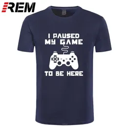 私のゲームをここに一時停止しましょう男男のTシャツ面白いビデオゲーマーゲームプレーヤーユーモア冗談Tシャツ文字プリントトップ210716