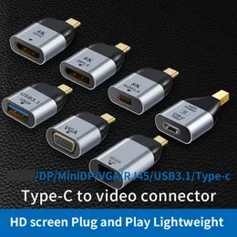 Type c to Video Cables Connectors HD line DP adapter mdp 60HZ vga 3.1 Gigabit rj45 network port adapter