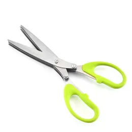 100pcs Stainless Steel 5 Layers Kitchen Scissor Cooking Tools Accessories Knives Sushi Shredded Scallion Onion Cut Herb 5-Layer Spices Scissors