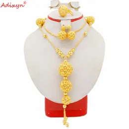 Adixyn African 24K Gold Color Fight Jewelry наборы этнических серьги для ожерелья кольцо для женщин свадебные свадебные подарки N082812 H1022