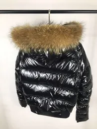 여성 나일론 다운 짧은 재킷 디자이너 레이디 모피 후드 버튼 지퍼 겨울 슬림 아웃웨어 패션 소녀 스탠드 칼라 따뜻한 패딩 코트