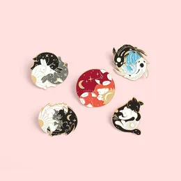 Yoga Yinyang Brosches Pins Emamel Animal Hug Cat Dragon Fox Brooch Lapel Pin Top Bags Badge For Women Men Fashion Jewelry