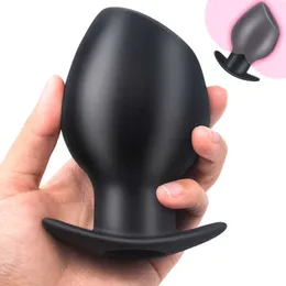 Hollow Butt Plugs Vagina Dilator Speculum Prostate Massage Huge Silicone Anal Sex Toys 60° Angle Outdoor Anus Plug Gay Douche Y201118