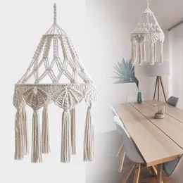 Lampa täcker nyanser Nordic Style Hand-Stickad Lampskärm Living Room Heminredning Modern Tassel Bröllop Hängande Taklampa Hängsmycke