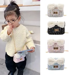 Kore tarzı küçük kız çantalar ve çanta sevimli çocuklar inci yay sikke cüzdan bebek kız crossbody çanta çocuk çanta