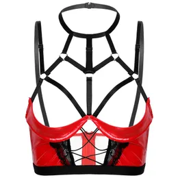 Sexy Womens Lingerie Cupless Bra Top For Sex Halter Neck Hollow Out Strappy  Patent Leather Zipper Unlined Underwire Open Cup Bras From 11,82 €