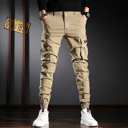 Koreanska mode män jeans högkvalitativa stora ficka casual lastbyxor streetwear hip hop joggers designer slack bottenbyxor