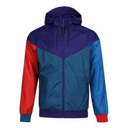 2021 Outdoor Hooded Mens Jackets Sports Windbreaker Patchwork Coats Print Zipper Hoodies Running Outwear Wholesale Size Euro S-2XL