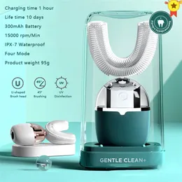 360 graus inteligentes Escova de dentes elétrica automática de dentes elétricos XAOMI U SPEAR FORMA ENCOTE WHITEING MASSAGE USB Base de carregamento 220224