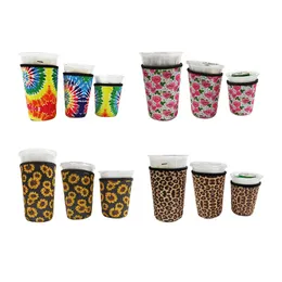 16oz 24oz 30oz Neoprene Coffee Cup Sleeve for Bar Kitchen Printed Floral Marble Reusable Insulated Mug Cover Cooler Case