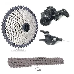 Bike Deralleursurs 9 Speed ​​MTB Groupset 9S 11-36/40/42t K7 Cassette Ltwoo A5 Shifter posteriore Derarilleur X9 Chain Mountain 1x9s Bicycle Parti