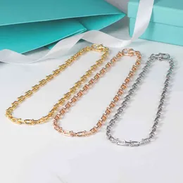 2021 new women's gold U-lock pure copper plated 18K real gold cold wind thick chain necklace for women G1105