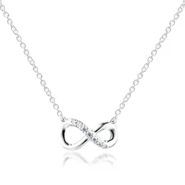 Scintillante Infinity Collier Collana per donna Gioielli in argento sterling 925 Collana girocollo femminile Catene sottili