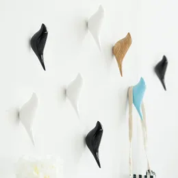 創造的な鳥の形の壁のフックの家の装飾樹脂木の穀物収納ラックドア帽子ハンガー3Dコートホルダー平和鳩