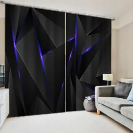 Curtain & Drapes Custom 3D Curtains For Window Home Decor Black And Purple Stereoscopic Triangle Po Kitchen Modern Backdrop Cortinas