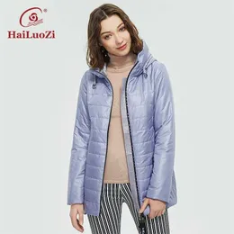 Hailuozi Bahar Ceket Kadınlar Büyük Boy Ceket Kısa Ince Parkas Rahat Kapüşonlu Yüksek Kalite Sıcak Ince Pamuk Moda 838 211013