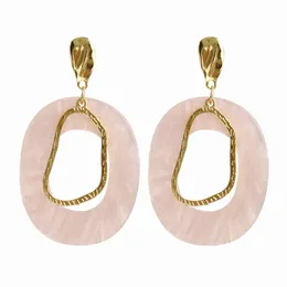 Geometric Oval Resin Statement Drop Earrings for Women White Color Korean Style Sweet Girl Wedding Fashion Jewelry 2021