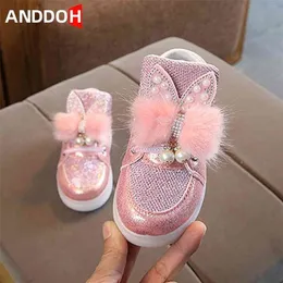 Size 21-30 Toddler Baby Backlight Hook Loop Led Light Shoes Luminous Sneakers for Girls Glowing Casual Shoes Children Sneakers 210326