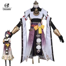 Rolecos Game Genshin Impact Sara Cosplay Costume Kujou Sara Cosplay Costumes Doman Dress Fits Halloween Pełny zestaw z maską Y0903
