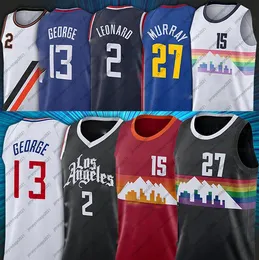 2 Kawhi 13 Paul Leonard Jersey George 15 Nikola 27 Jamal Jokic Murray Mendenver n Jerseys de basquete Top qualidade tamanho S-2XL