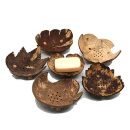 Creative Soap Dishes Retro Wooden Bathroom Soaps Coconut Shape Dishess Holder DIY Crafts