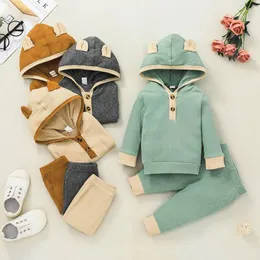 Baby Kleidung Set Plain Hoodies + Hosen Outfits Herbst 2021 Kinder Boutique Kleidung 0-2T Kleinkind Jungen Mädchen baumwolle Lange Ärmel Anzug