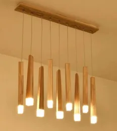 Wood Stick Pendant Lamp Light Kitchen Island Living Room Shop Decoration Modern Bedside Natural