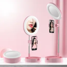 G3 infällbar ringlampa med spegel 6 tums mobiltelefonhållare ledde levande fotografi fyllning ljus makeup bord skönhet fåfänga ljus personlighet mode