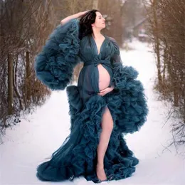 2021 Plus Size Maternity Dress z Ruffles Tulle Suknie wieczorowe Szlafrok Custom Made Women Nightwear Suknie