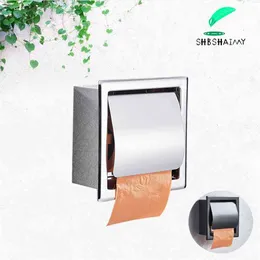 SHBSHAIMY Chrome Wall Mounted Toilet Paper Holder Stainless Steel Bathroom Roll Tissue Rack With Cover 210720