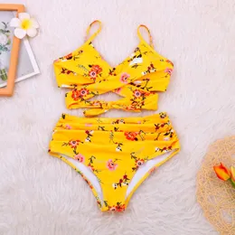 Sexy Women Print Bikini Hollow Out Two-piece Swimwear Swim Suit Beach Wear Biquinis Set Sunbathing Swimsuit Women's