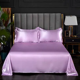 Bonenjoy 1 pc Bed Sheet for Summer Ice Cool Fabric Top Sheets Satin Smooth Flat Bed Sheet for Double Bedding (no pillowcase) 210626