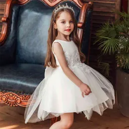Happy Year Baby / Toddler Bowknot Embroidery Tulle Party Dress 210528