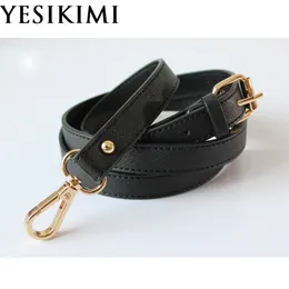 0.9 1.2 1.5 1.8CM Genuine Leather Replacement Black Crossbody Strap For Luxury Bag Bag Accessories Gold Silver Clasp Available