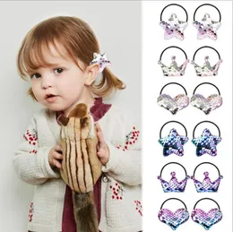 Accessori per capelli per bambini 2 pezzi / set paillettes stella corona cuore tornante fasce per capelli ragazze BB barrette bambini arcobaleno copricapo 23 disegni BT6522