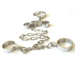 NXY Sex Adult Toy Stainless Steel Metal Bondage Neck Collar Hand Ankle Cuffs Slave Bdsm Tools Handcuffs Leg Irons Restraints Toys for Couples1216