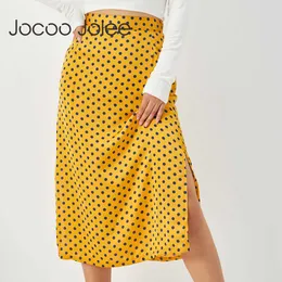 Jocoo Jolee Casual Polka Dot Spalato Spalato Donne Eleganti Gonnea Slim BodyCon Slip High Waist Summer Boemian A Line Skirts 210619