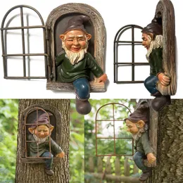 15 CM Żywica Naughty Garden Gnome Ornament Dekoracji Statua Biały Old Man Fairy Akcesoria Elfy Decor Decor Prezent 210804