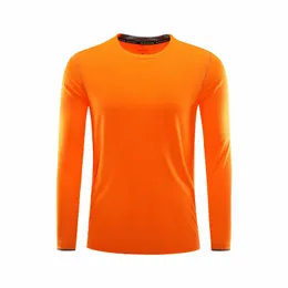 orange Long Sleeve Running Shirt Men Fitness Gym Sportswear Fit Quick dry Compression Workout Sport Top