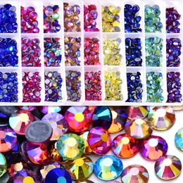 1200pcs/Box Mix 6 Sizes Shimmer AB Crystal Better DMC HotFix Rhinestones Glass Strass Glue on Hot Fix Rhinestone