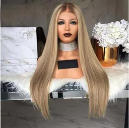 26 Inches Straight Synthetic Wig Ombre Color Simulation Human Hair Wigs perruques de cheveux humains C149