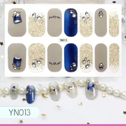 14tips/sheet Marble 5D Glitter Nail Art Stickers Full Cover Adhesive Wraps DIY Salon Manicure Decoration & Decals