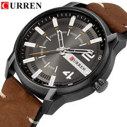 Top Brand Luxury Curren New Unique Dial Design Fashion Casual Business Men Watches Leather Strap Wristwatch Waterproof Clock Q0524