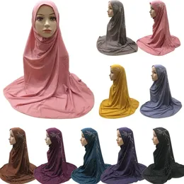 Dorośli Średni rozmiar 80 * 80 cm Great Modlić Hijab Muslim Hidżab Szalik Islamski Headscarf Hat Armia Pociągnij na Headwrap Rhinestone Fashion