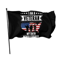 I Am A Veteran My Oath Never Expires 3' x 5'ft Flags Outdoor Celebration Banners 100D Polyester High Quality With Brass Grommets