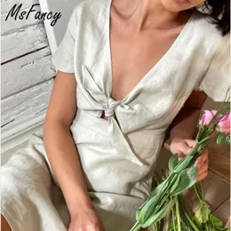 Msfancy Summer Mini Dress Women Boho Bow Bandage Short Sleeve Vestido De Mujer Elegant Tunic Mini Robes 210604