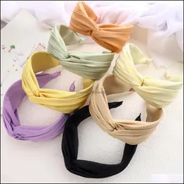 Headbands Takı Takı Mücevher Moda Kadın Saç Bandı Düz ​​Renk Çapraz Knot Kearoz Gündelik Klasik Head Band ADT Türban Saç Aesnerlar Del Del